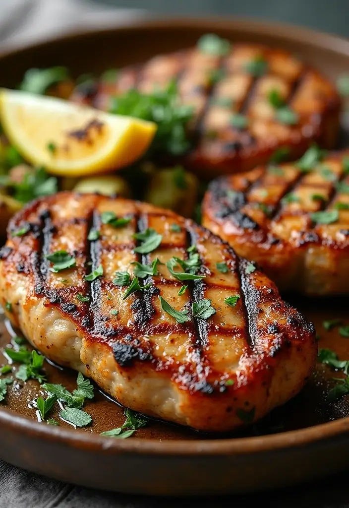 25 BBQ Pork Recipes That Rule the Grill - 7. Garlic Herb Marinated Pork Steaks