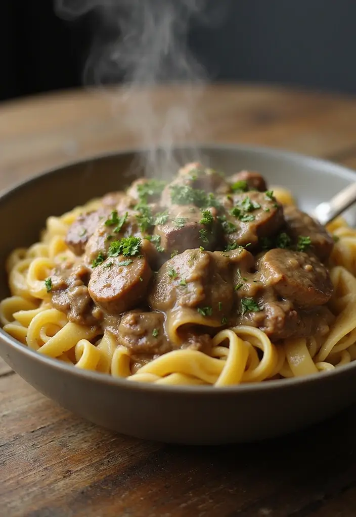 25 Creamy Beef Pasta Recipes Everyone Will Love - 1. Creamy Beef Stroganoff