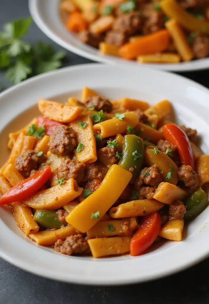 25 Creamy Beef Pasta Recipes Everyone Will Love - 13. Creamy Beef and Bell Pepper Pasta