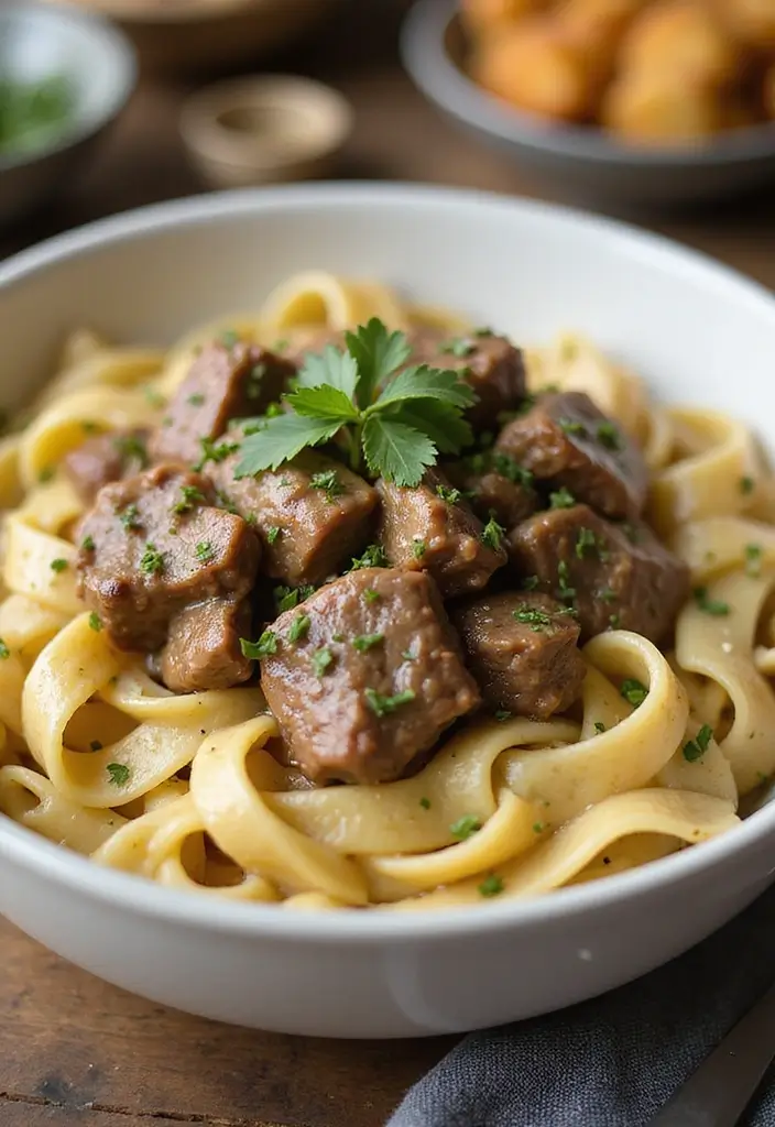 25 Creamy Beef Pasta Recipes Everyone Will Love - 16. Beef and Creamy Garlic Pasta