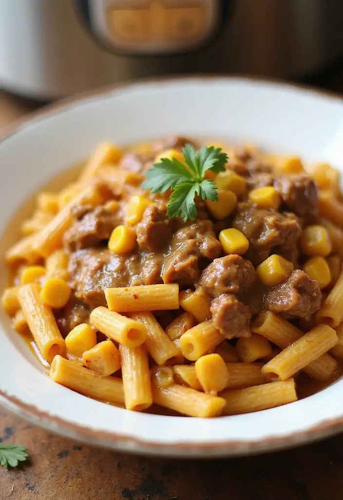 25 Creamy Beef Pasta Recipes Everyone Will Love - 20. Creamy Beef and Corn Pasta