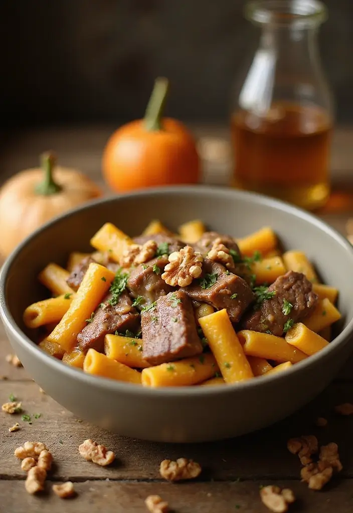 25 Creamy Beef Pasta Recipes Everyone Will Love - 22. Beef and Creamy Butternut Squash Pasta