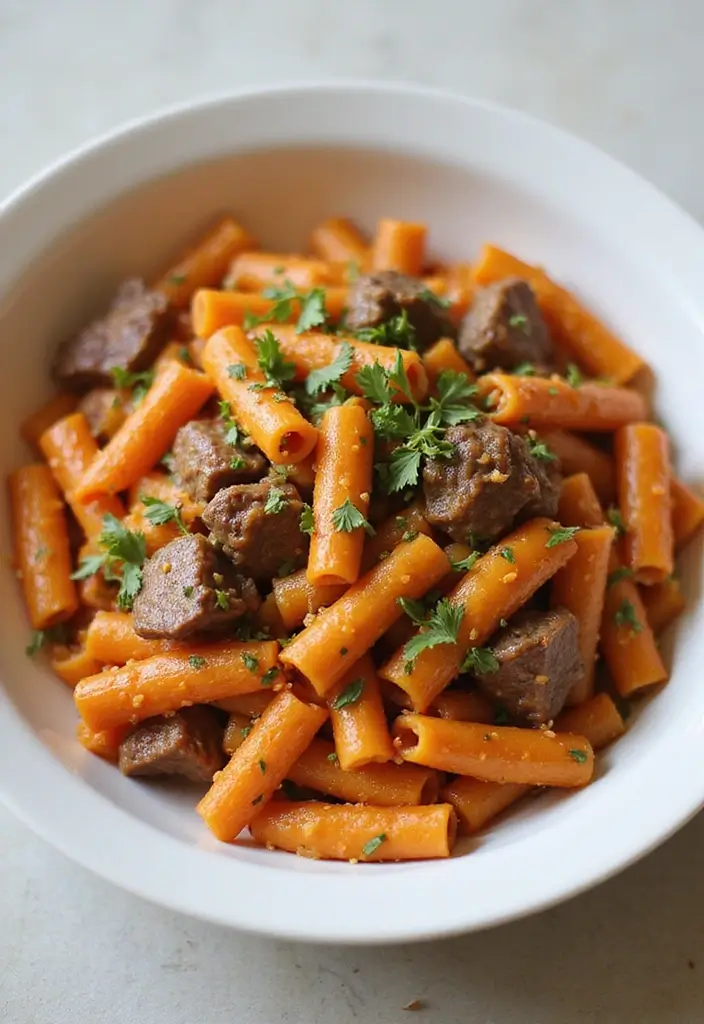 25 Creamy Beef Pasta Recipes Everyone Will Love - 24. Beef and Creamy Carrot Pasta