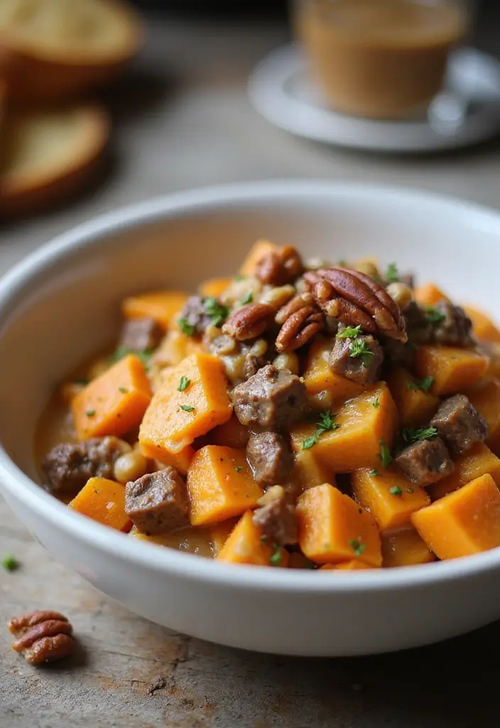 25 Creamy Beef Pasta Recipes Everyone Will Love - 25. Beef and Creamy Sweet Potato Pasta