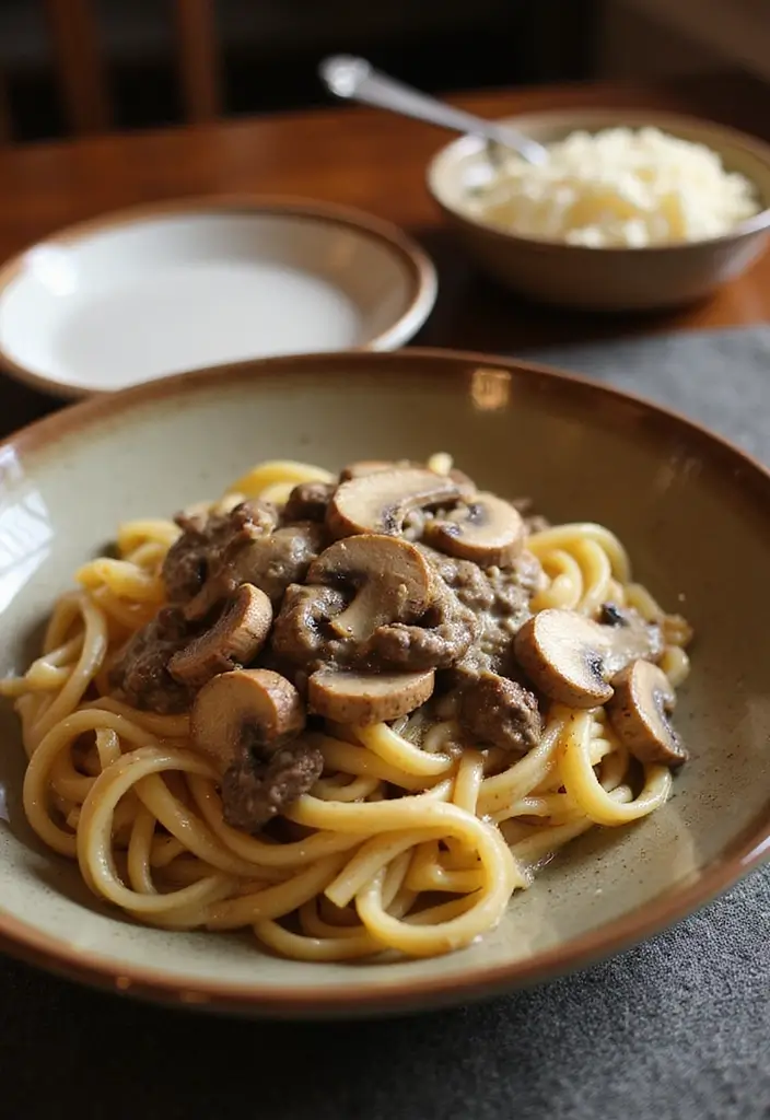 25 Creamy Beef Pasta Recipes Everyone Will Love - 6. Beef Pasta with Creamy Mushroom Sauce