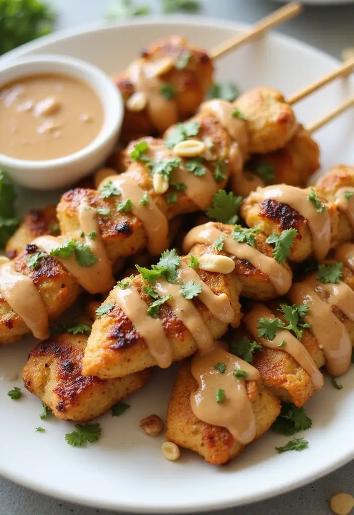 25 High-Protein Meat Recipes for Fitness Goals - 12. Chicken Satay with Peanut Sauce