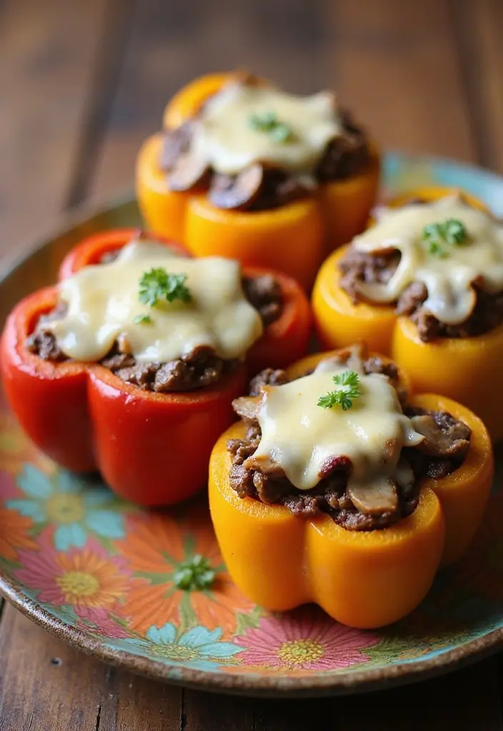 25 Keto Beef Recipes for Low-Carb Lifestyles - 15. Beef and Mushroom Stuffed Peppers