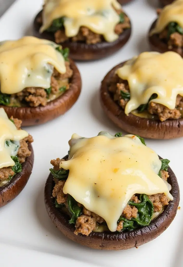 25 Keto Beef Recipes for Low-Carb Lifestyles - 20. Beef and Spinach Stuffed Portobello Mushrooms