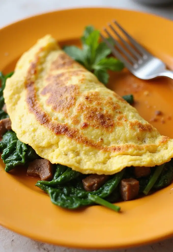 25 Keto Beef Recipes for Low-Carb Lifestyles - 23. Beef and Spinach Omelette
