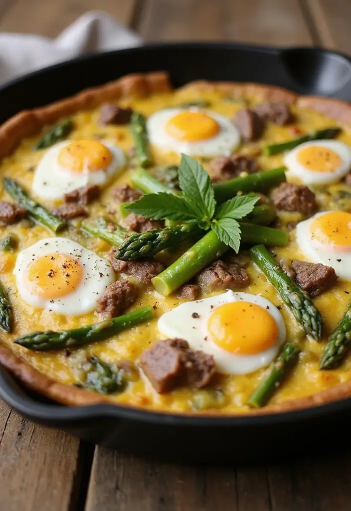 25 Keto Beef Recipes for Low-Carb Lifestyles - 24. Beef and Asparagus Frittata