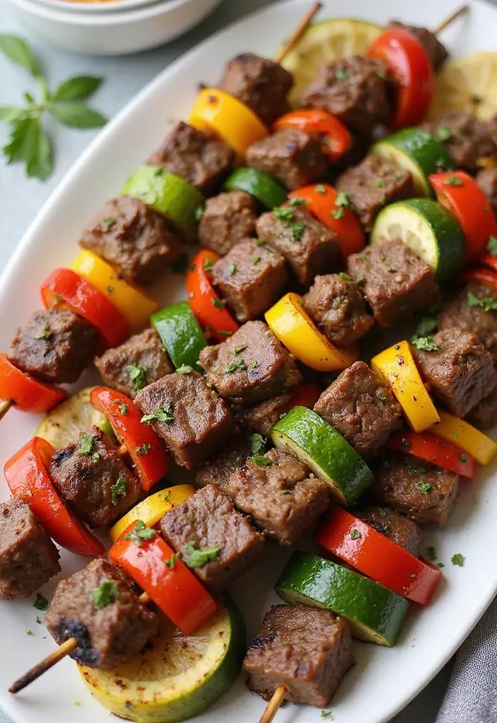 25 Keto Beef Recipes for Low-Carb Lifestyles - 6. Italian Beef Skewers