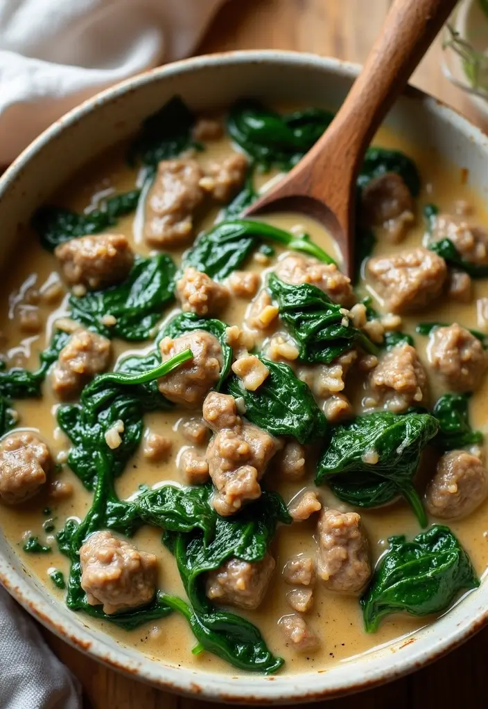 25 Keto Beef Recipes for Low-Carb Lifestyles - 7. Creamy Garlic Beef and Spinach