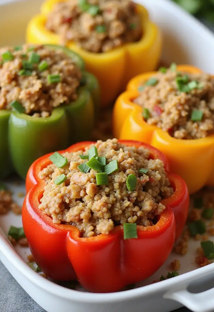 25 Low-Carb Meat Recipes for Healthy Eating - 22. Stuffed Bell Peppers with Ground Turkey
