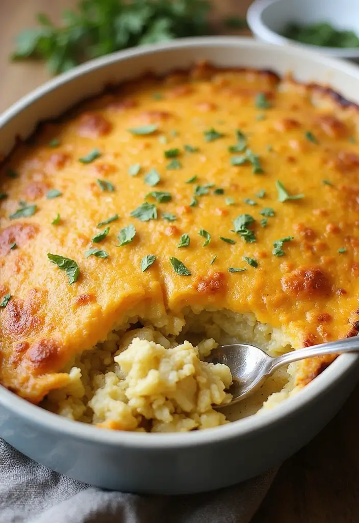 25 Low-Carb Meat Recipes for Healthy Eating - 25. Cheesy Cauliflower Rice Casserole