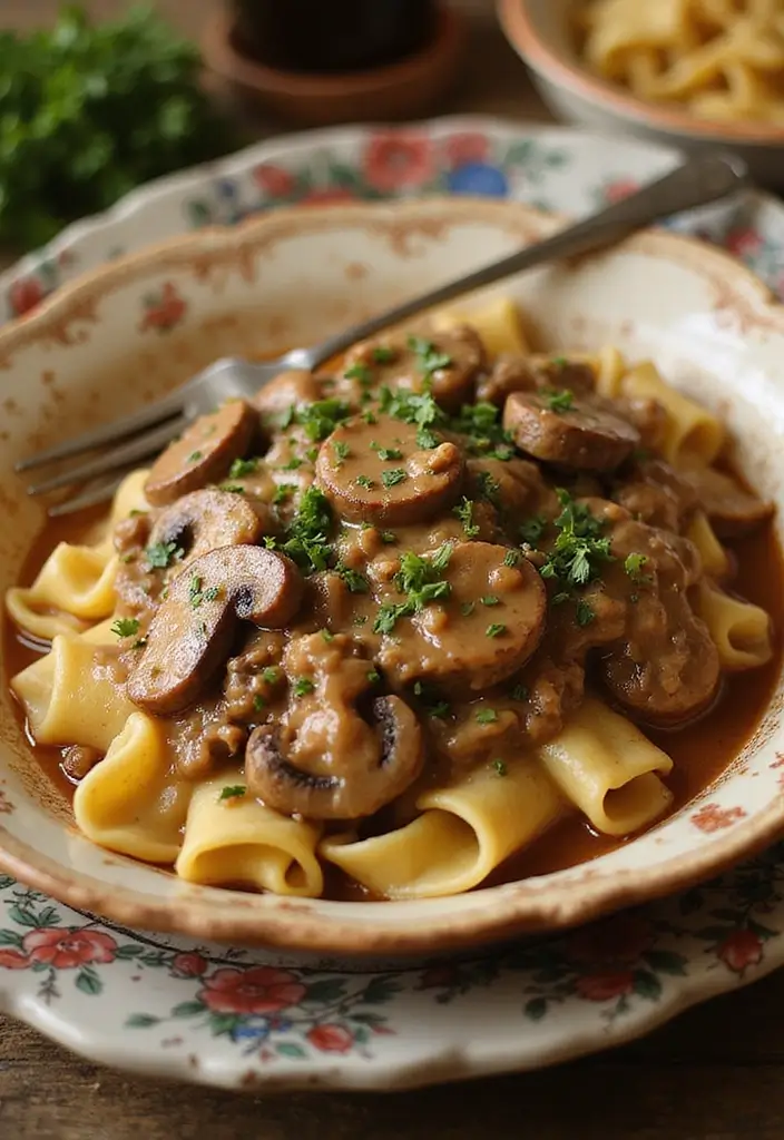 25 Meat Casserole Recipes Full of Comfort and Flavor - 12. Mushroom and Beef Stroganoff Casserole