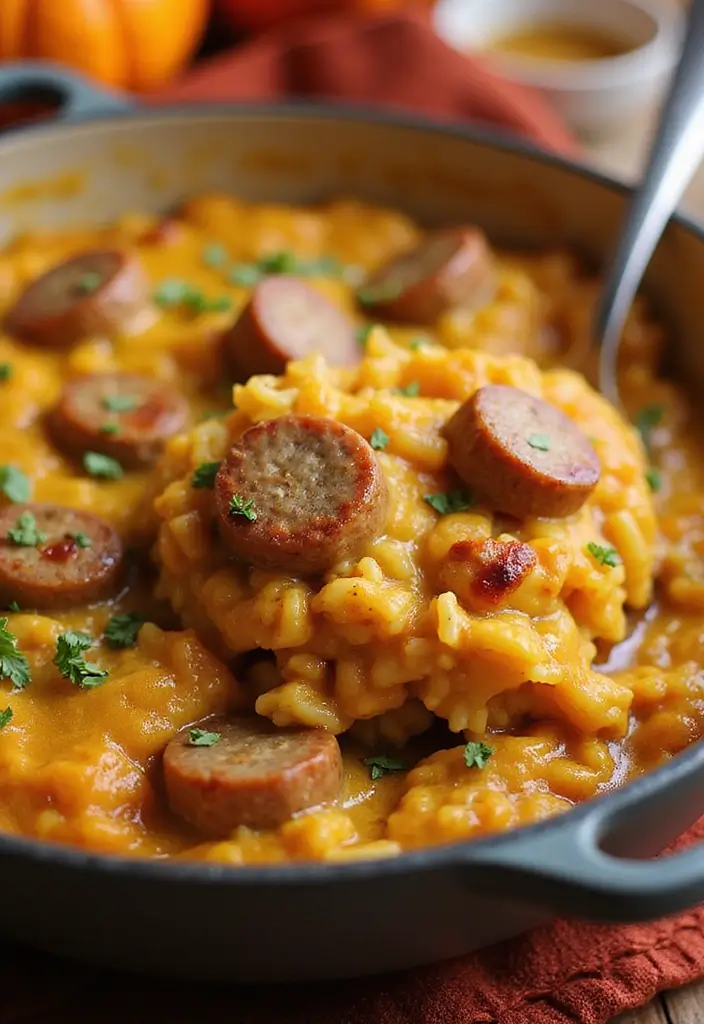 25 Meat Casserole Recipes Full of Comfort and Flavor - 25. Pumpkin Sausage and Rice Casserole