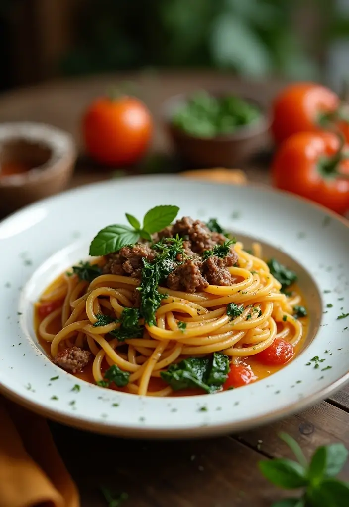 25 One-Pot Beef Recipes for Effortless Cooking - 22. Beef and Spinach Pasta