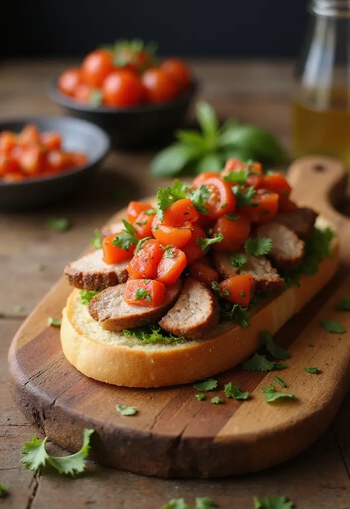 25 Pork Appetizer Recipes That Steal the Show - 19. Pork Bruschetta with Tomato Salsa
