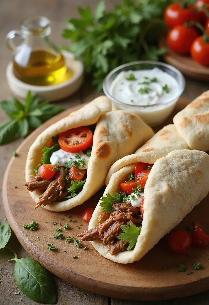 25 Pulled Pork Recipes for Sandwich Lovers - 10. Pulled Pork Gyros with Tzatziki
