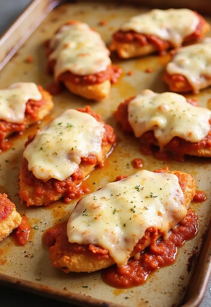 25 Sheet Pan Meat Recipes for Quick Dinners - 18. Sheet Pan Chicken Parmesan