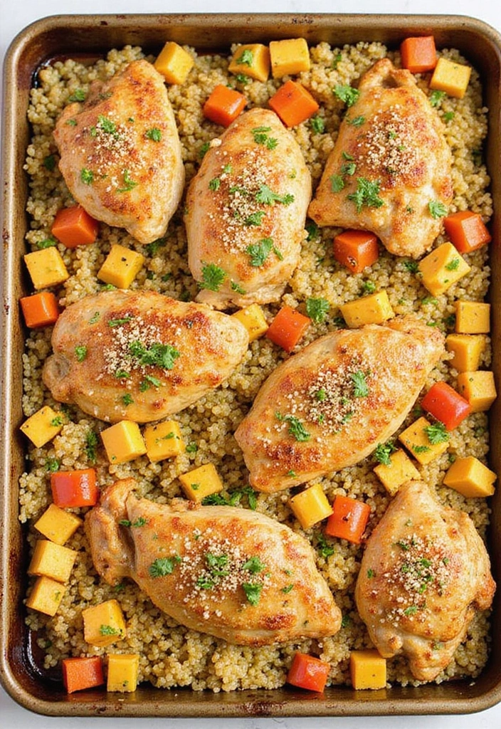 25 Sheet Pan Meat Recipes for Quick Dinners - 20. One-Pan Chicken and Quinoa