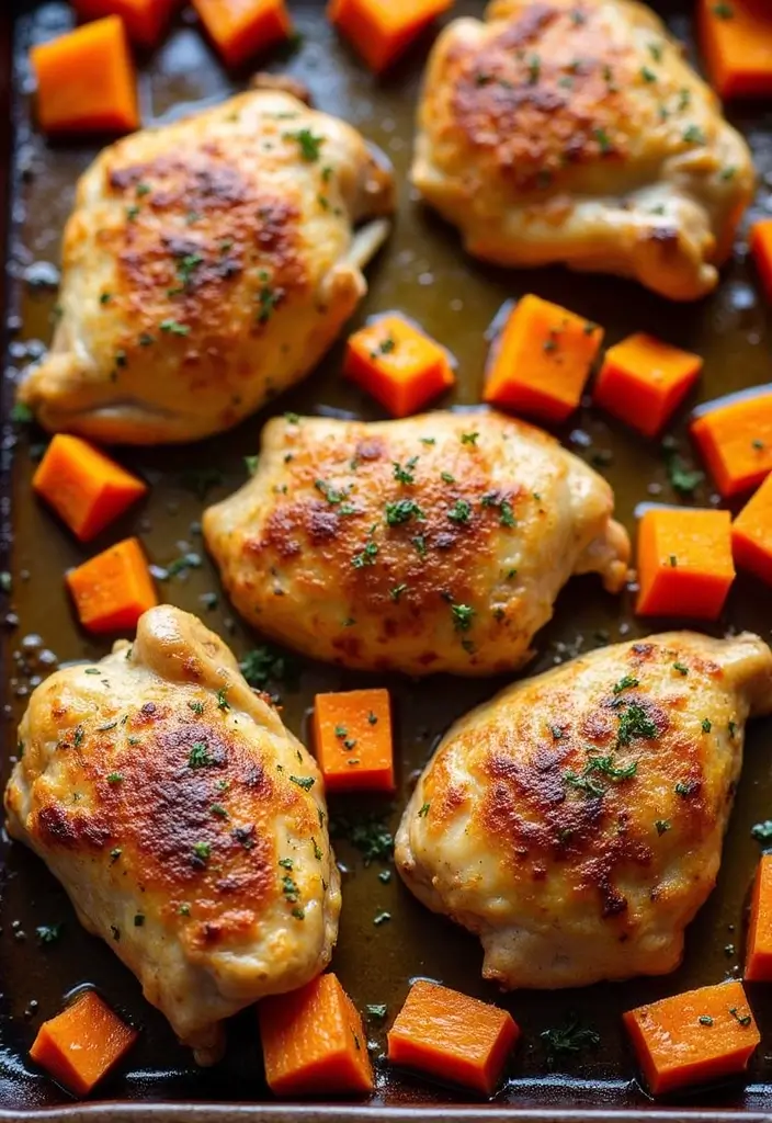 25 Sheet Pan Meat Recipes for Quick Dinners - 22. Sheet Pan Chicken and Sweet Potatoes