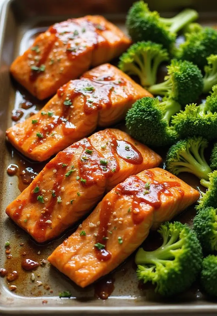 25 Sheet Pan Meat Recipes for Quick Dinners - 4. Teriyaki Salmon and Broccoli