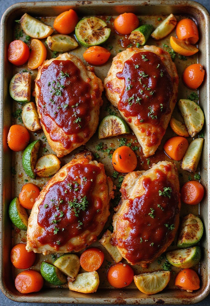 25 Sheet Pan Meat Recipes for Quick Dinners - 5. BBQ Chicken and Veggies