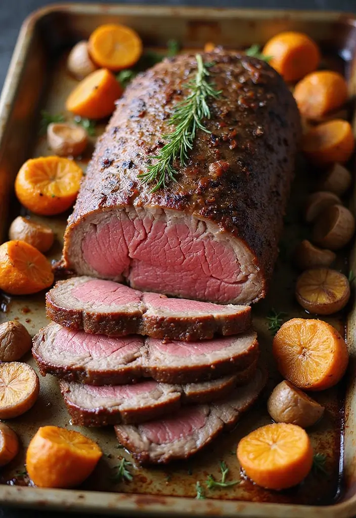 25 Sheet Pan Meat Recipes for Quick Dinners - 9. Roast Beef and Root Vegetables