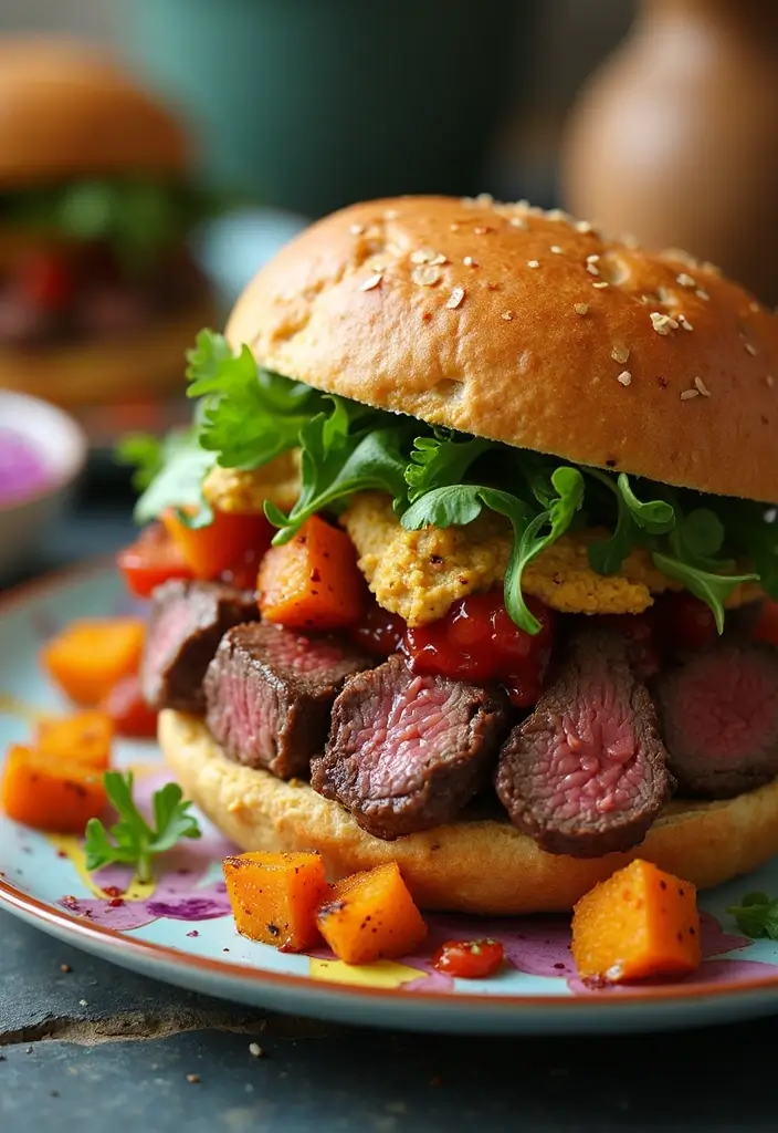 25 Steak Sandwich Recipes That Satisfy Big Appetites - 17. Steak and Sweet Potato Sandwich