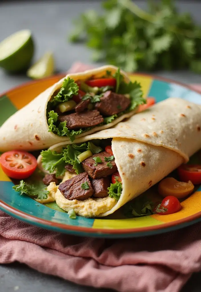 25 Steak Sandwich Recipes That Satisfy Big Appetites - 18. Steak and Hummus Wrap