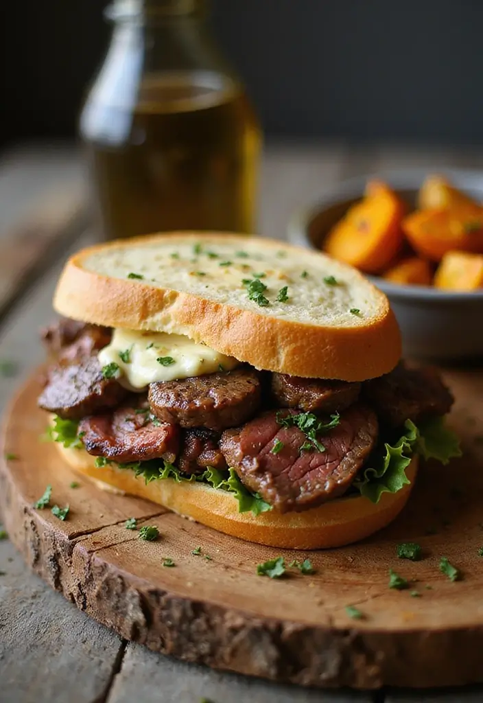 25 Steak Sandwich Recipes That Satisfy Big Appetites - 19. Garlic Butter Steak Sandwich