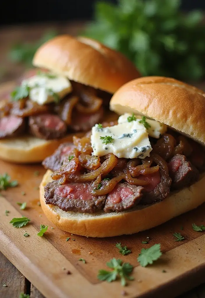 25 Steak Sandwich Recipes That Satisfy Big Appetites - 6. Steak and Blue Cheese Sandwich