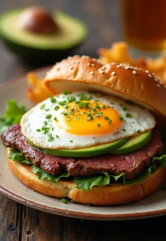 25 Steak Sandwich Recipes That Satisfy Big Appetites - 8. Steak and Egg Breakfast Sandwich