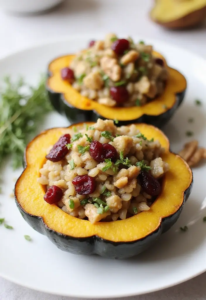 25 Stuffed Meat Recipes That Wow at Dinner - 11. Stuffed Acorn Squash with Wild Rice