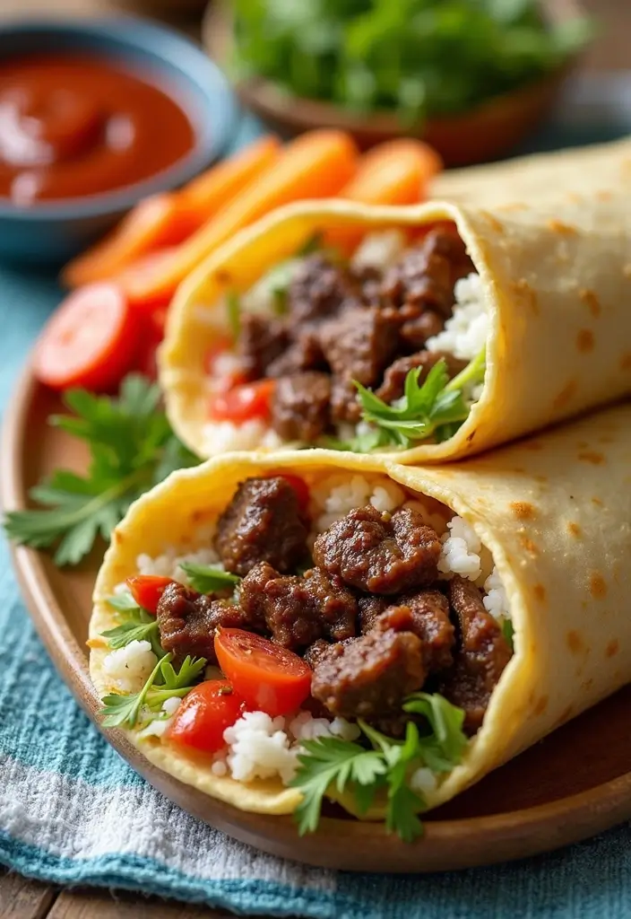 26 Beef and Rice Recipes for Quick Family Meals - 13. BBQ Beef and Rice Wraps