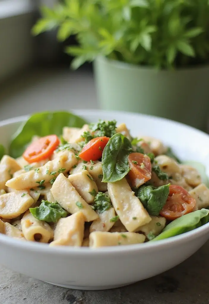 26 Creamy Chicken Pasta Recipes Everyone Craves - 14. Creamy Chicken and Spinach Pasta Salad