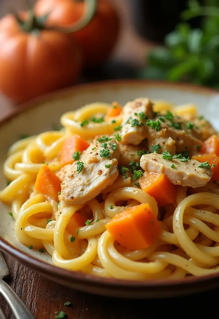26 Creamy Chicken Pasta Recipes Everyone Craves - 23. Creamy Chicken and Sweet Potato Pasta