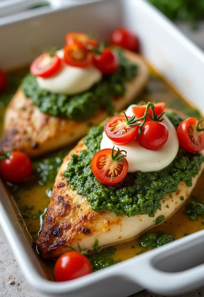 26 Easy Chicken Dinner Recipes for Busy Nights - 7. Pesto Chicken Bake