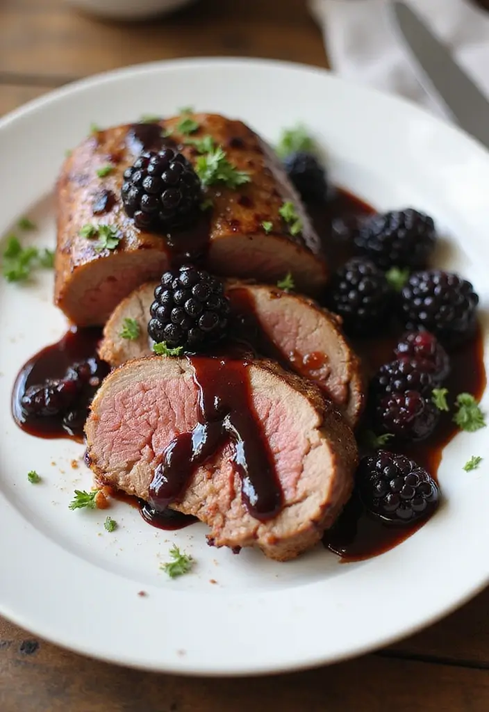 26 Glazed Pork Recipes That Look Gourmet - 7. Blackberry Balsamic Glazed Pork Tenderloin