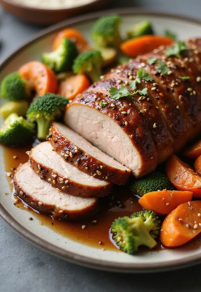 26 Glazed Pork Recipes That Look Gourmet - 8. Sesame Ginger Glazed Pork Loin