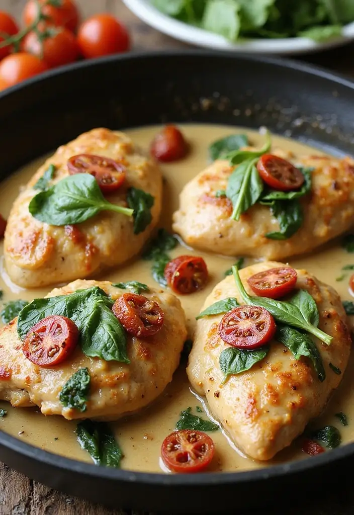 26 Keto Chicken Recipes That Actually Taste Great - 12. Tuscan Chicken Skillet