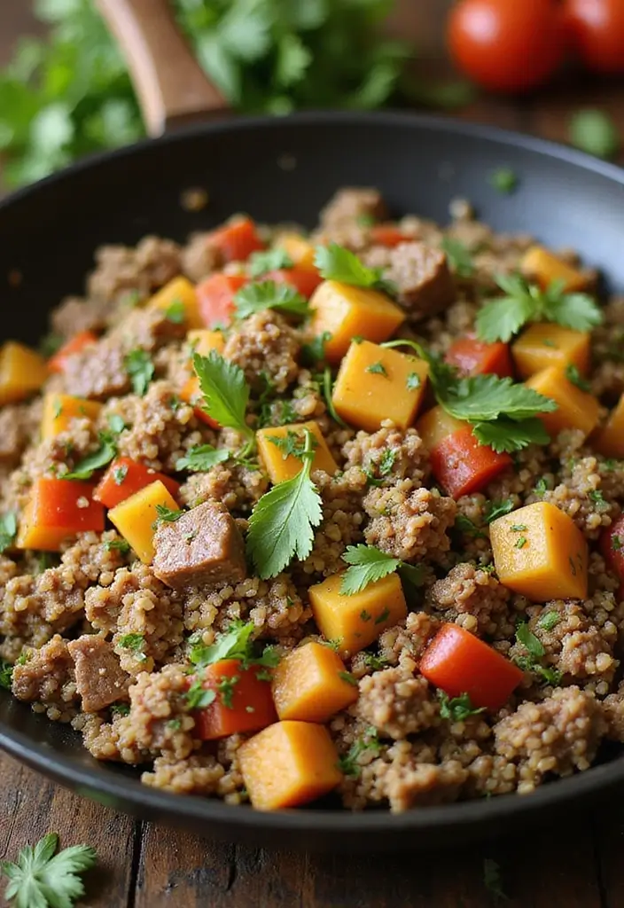 26 Meat Skillet Recipes for Fast Weeknight Meals - 18. Ground Beef and Quinoa Skillet