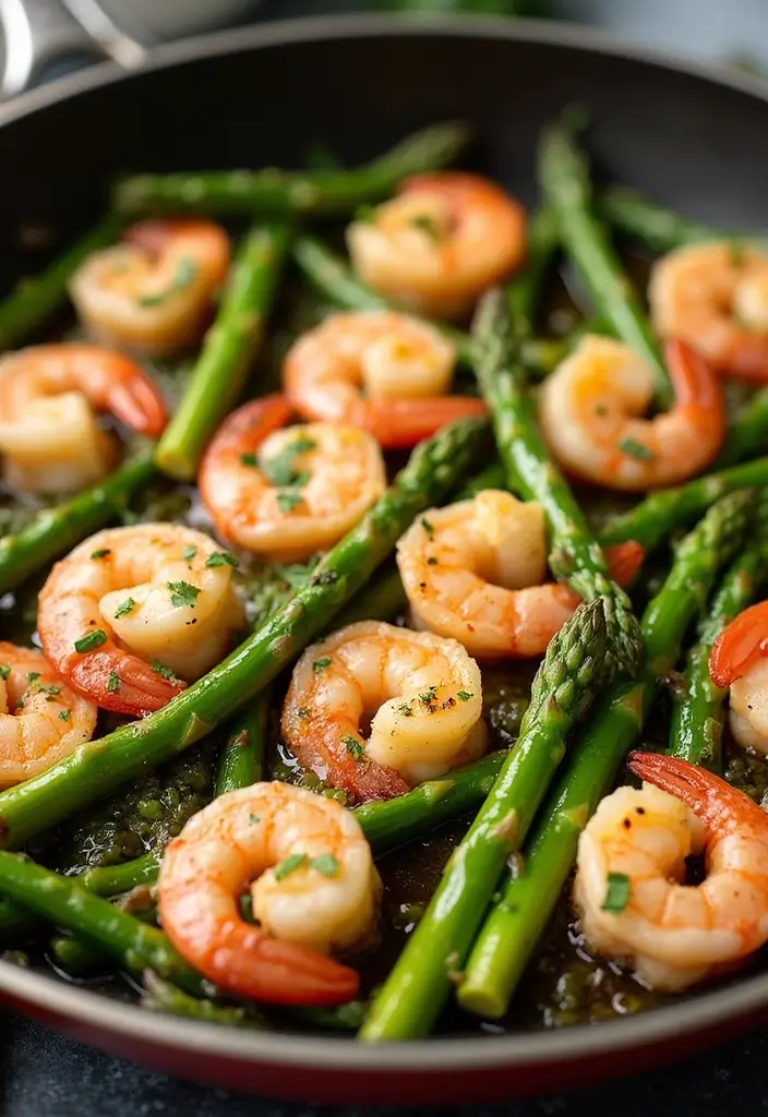 26 Meat Skillet Recipes for Fast Weeknight Meals - 3. Garlic Butter Shrimp and Asparagus