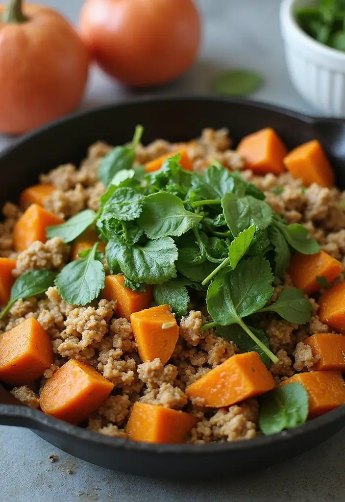 26 Meat Skillet Recipes for Fast Weeknight Meals - 5. Ground Turkey Sweet Potato Skillet