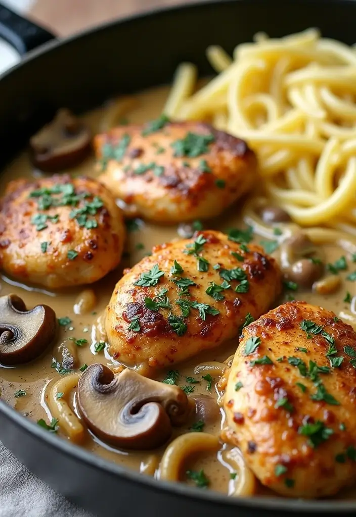 26 Meat Skillet Recipes for Fast Weeknight Meals - 8. Creamy Mushroom Chicken Skillet