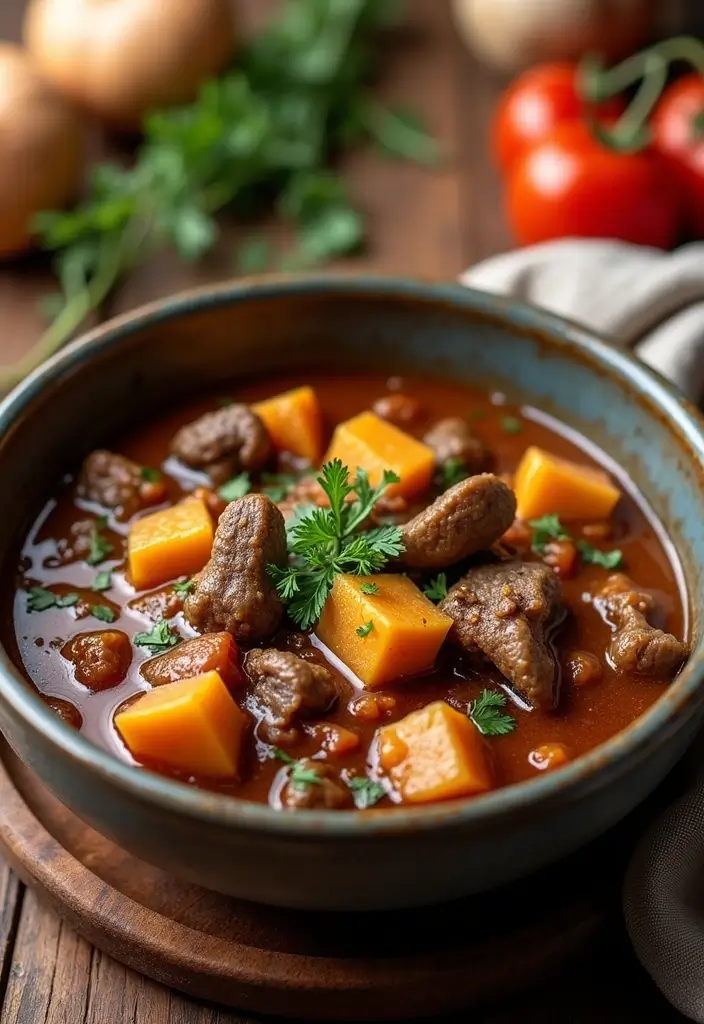 26 Meat Stew Recipes That Taste Like Grandma’s - 20. Hearty Mushroom and Beef Stew