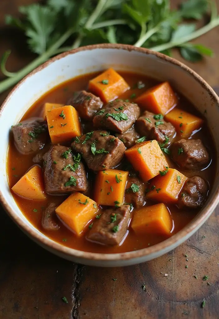 26 Meat Stew Recipes That Taste Like Grandma’s - 23. Savory Beef and Sweet Potato Stew