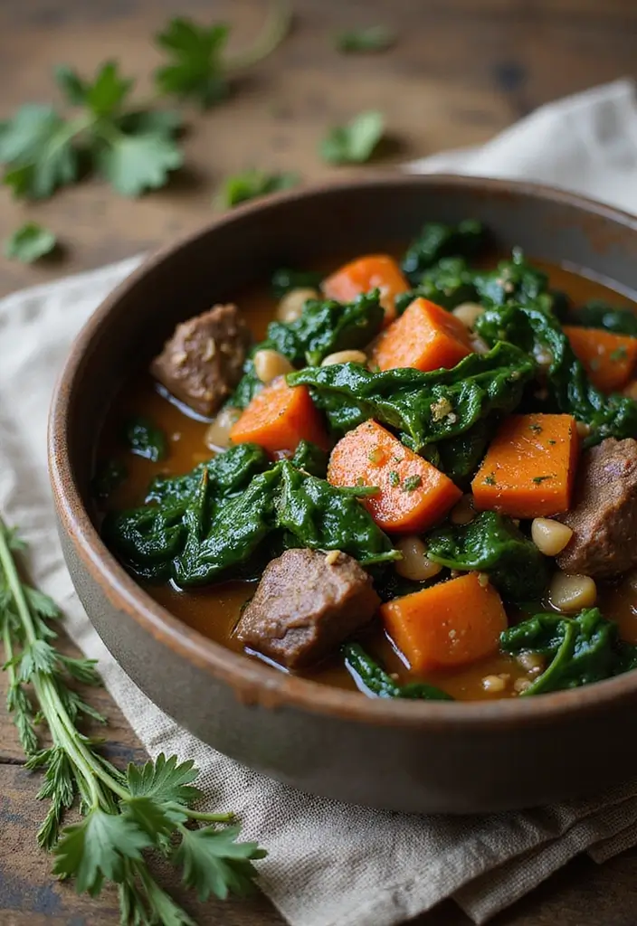 26 Meat Stew Recipes That Taste Like Grandma’s - 25. Tender Beef and Spinach Stew
