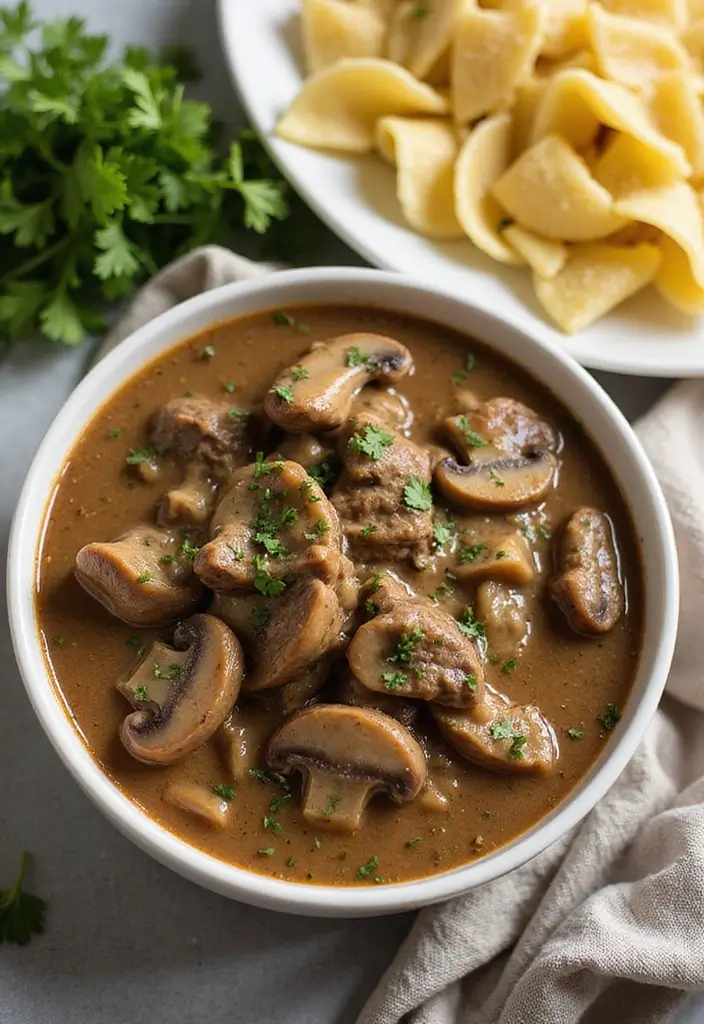 26 Meat Stew Recipes That Taste Like Grandma’s - 6. Dutch Oven Beef Stroganoff Stew